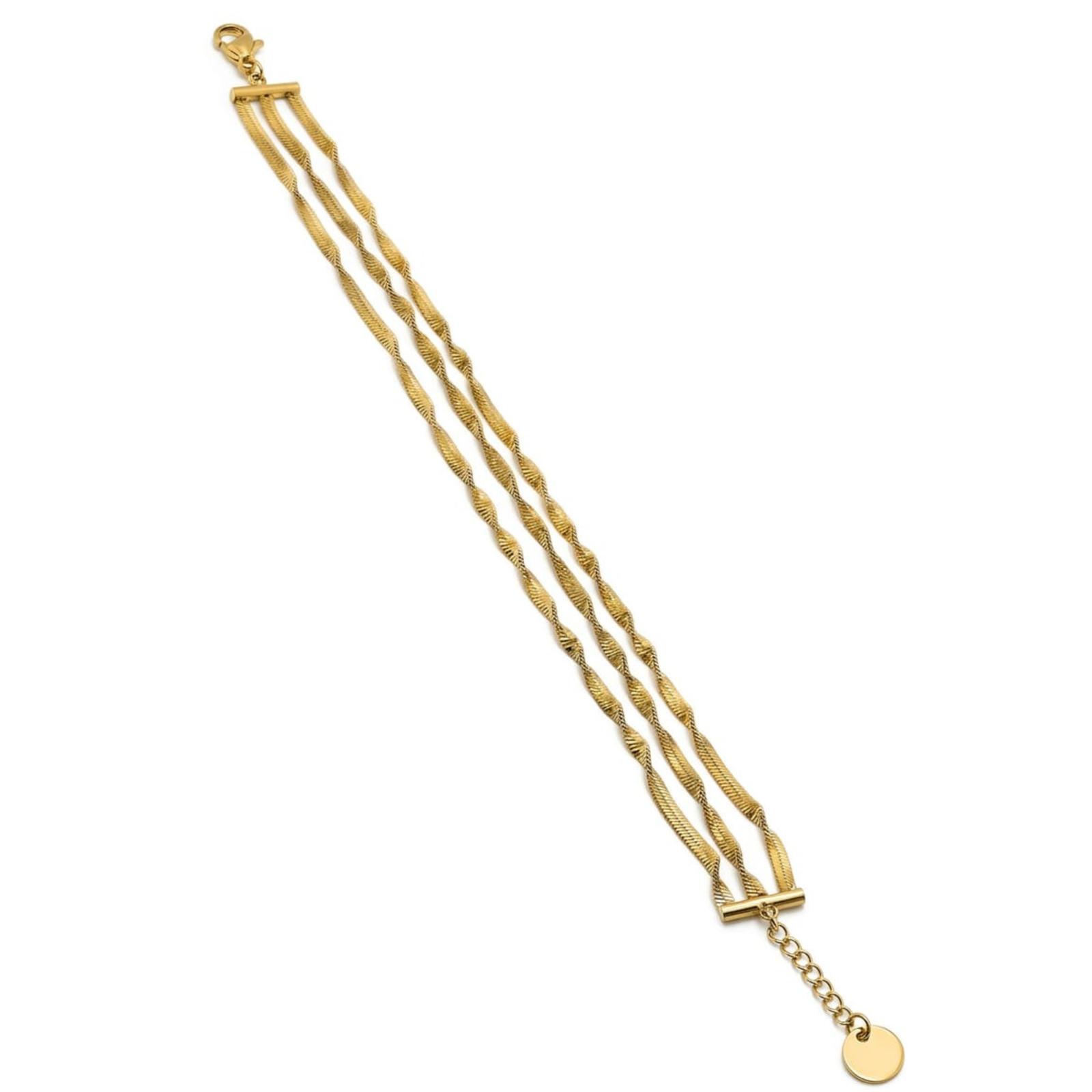 Gold Plated Triple-Strand Twisted Rope Bracelet | Anti-Tarnish & Waterproof 316L Stainless Steel